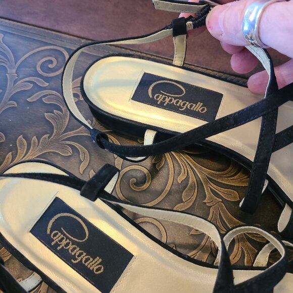 Pappagallo VTG Black Strappy Sandals Size 10M Leather Sandal Made in Brazil - Picture 4 of 7